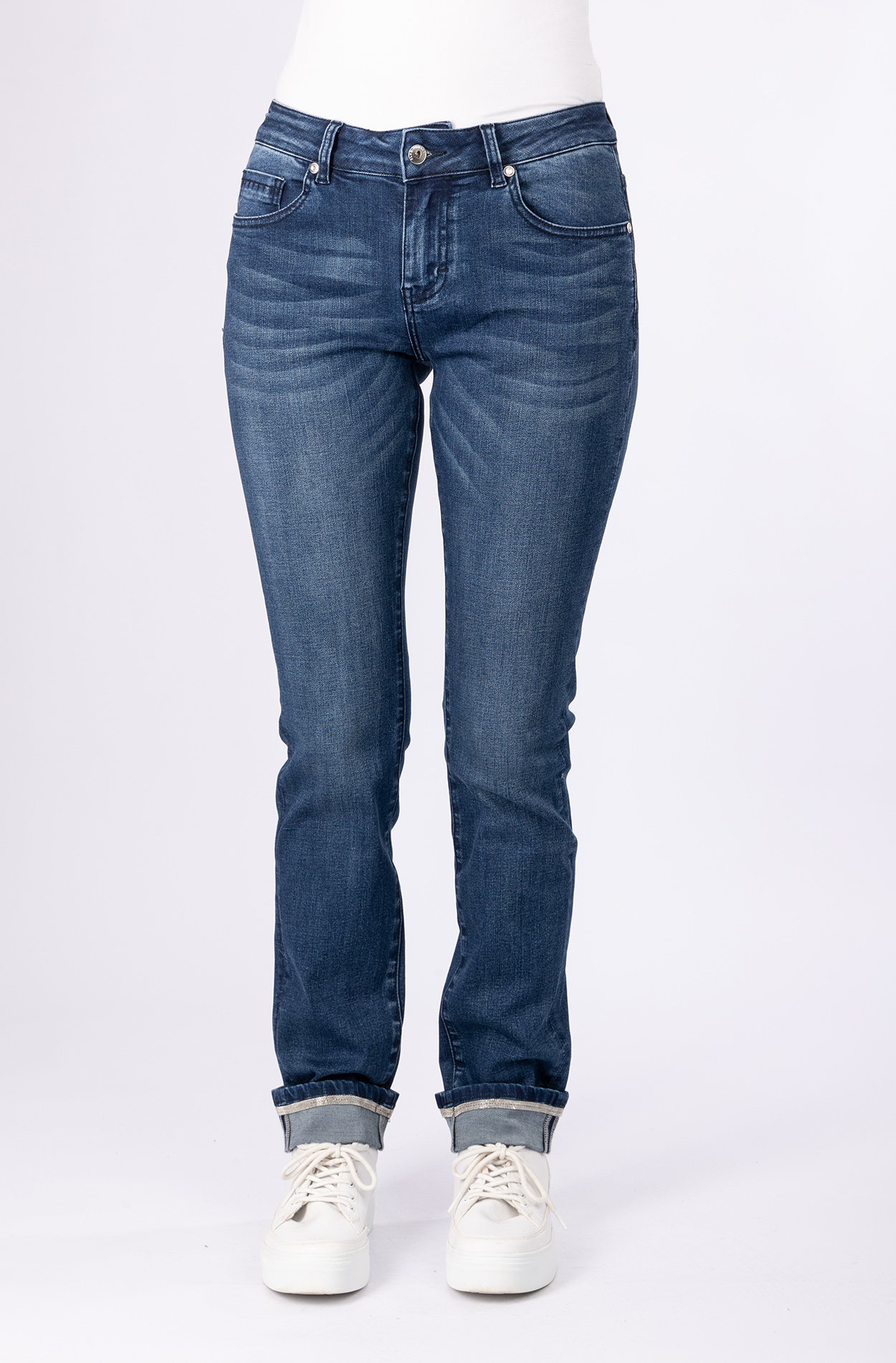 57Vivi, Slim-Fit, 5-Pocket-Style, glitzerndes Saumdetail