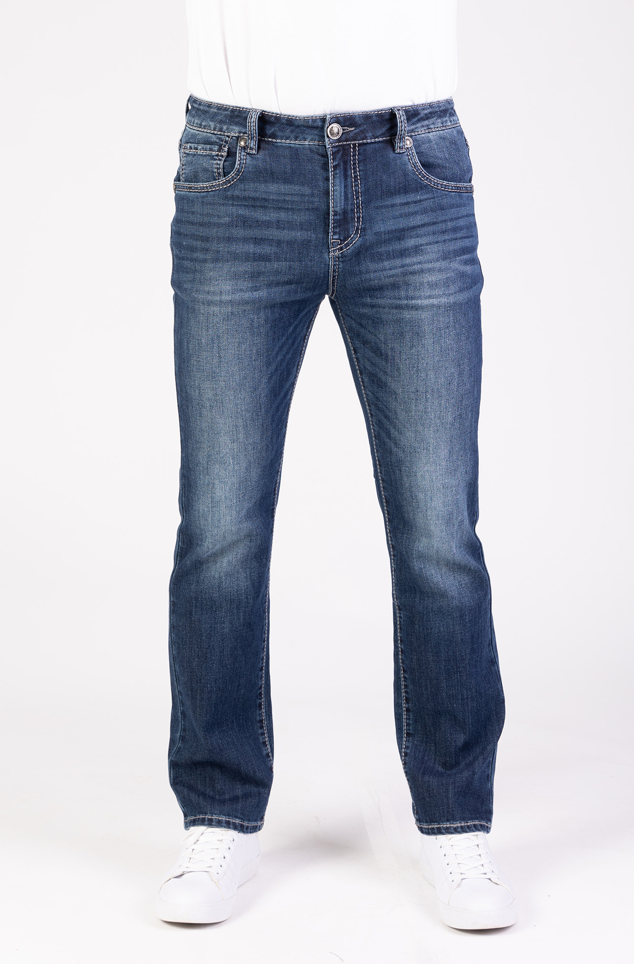 57Jack, Straight-Fit-Jeans, Dicke Kontrastnähte