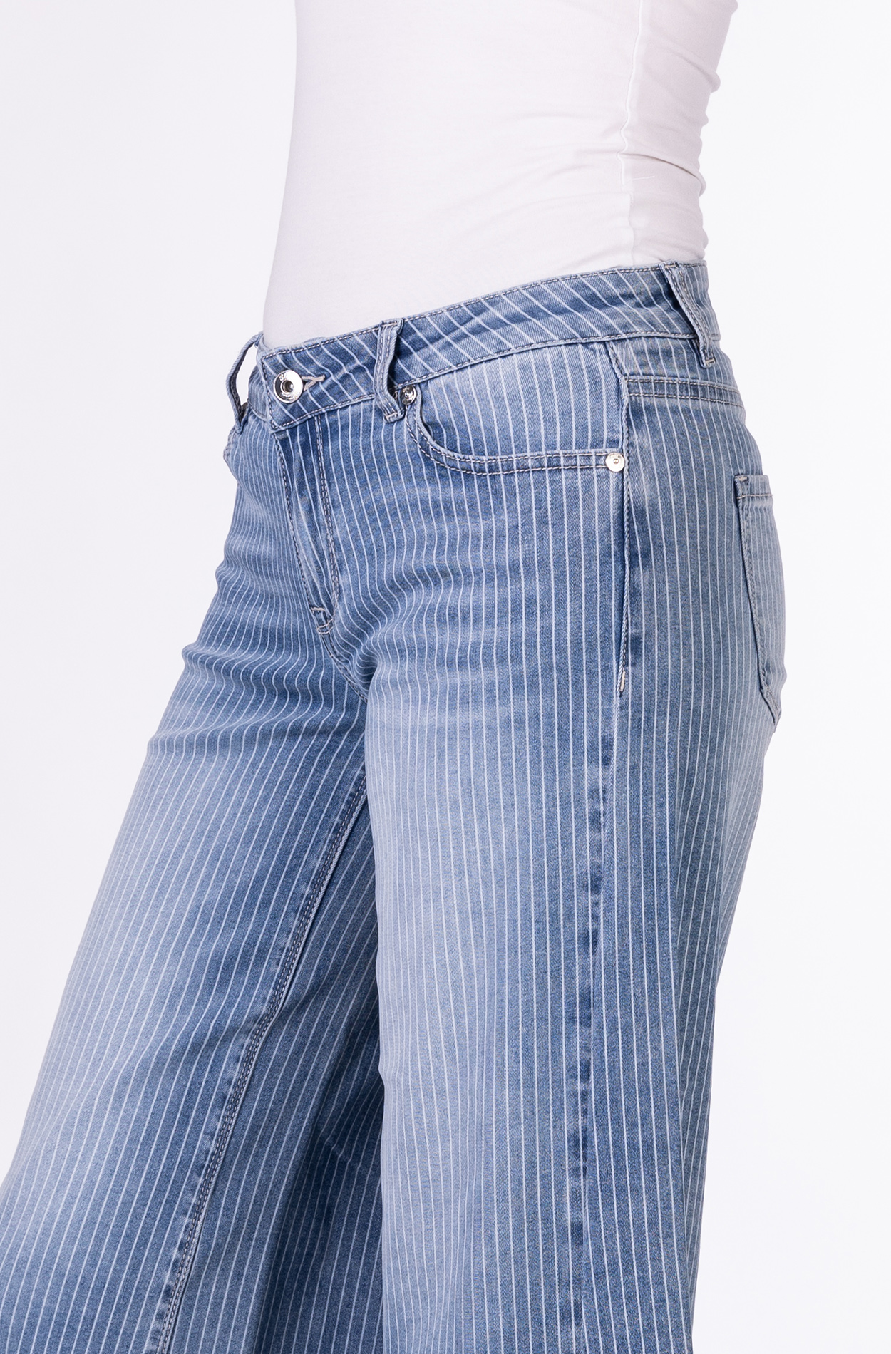 Blue Monkey, Wide-Culotte-Jeans, 57Liora 11646X, Streifen