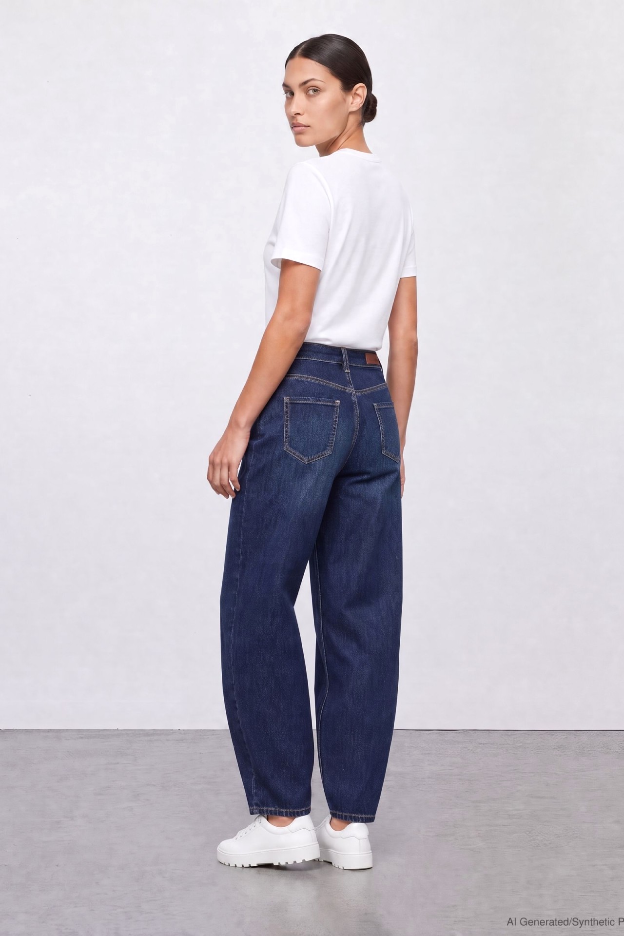 57Ashley, Balloon-Fit-Jeans, verkürzte Form, mit Bundfalten