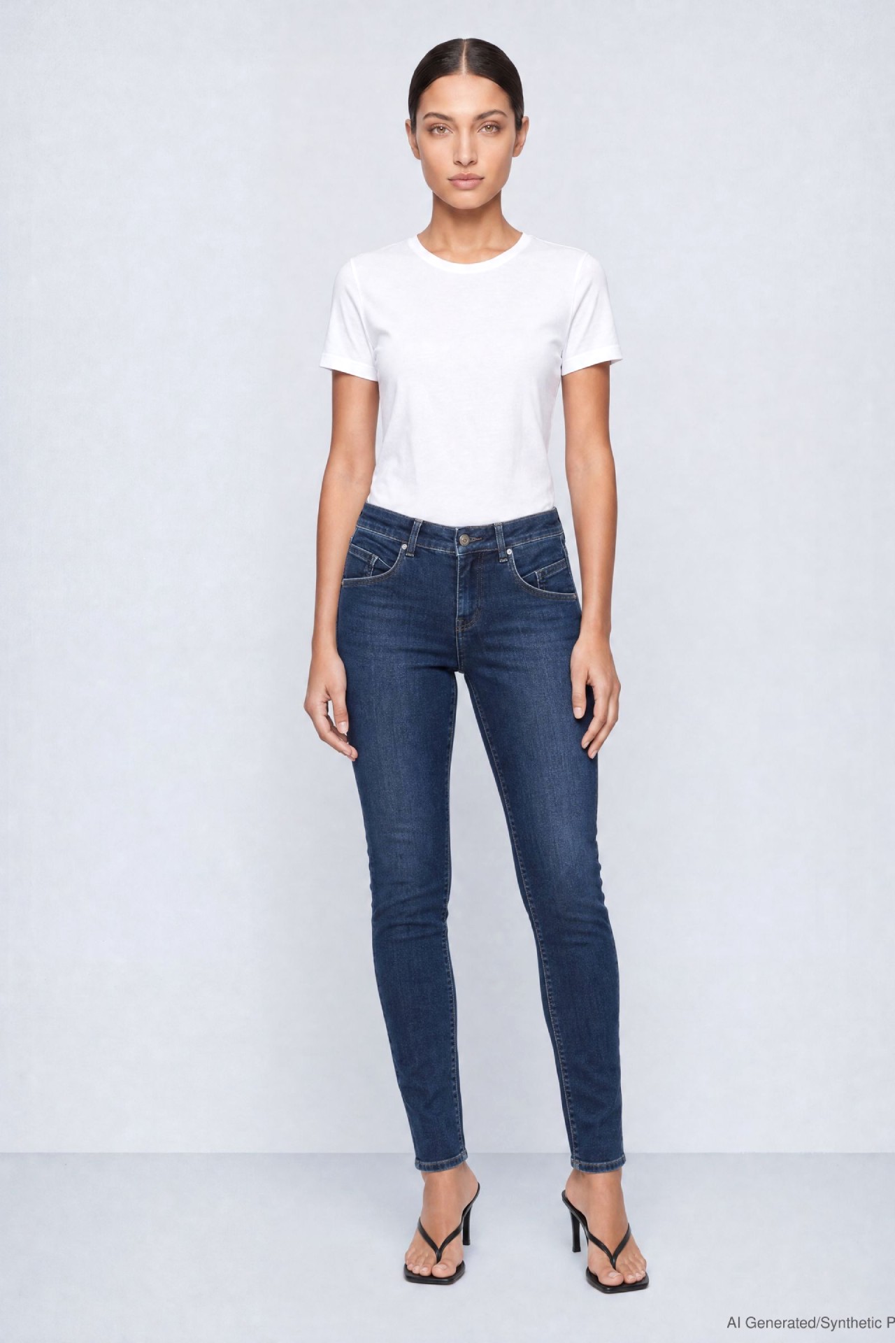 57Juria, Skinny-Fit-Jeans, blauer Strass-Stern