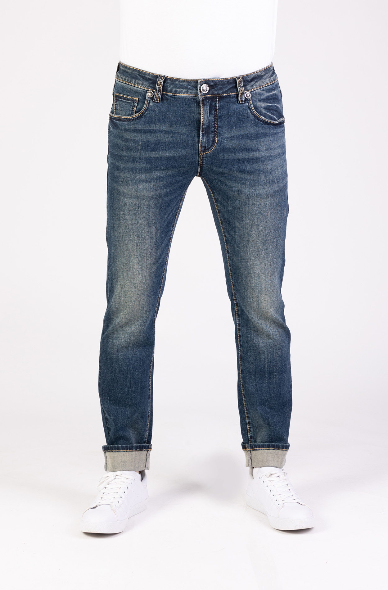 57Gordan, Slim-Fit-Jeans, 5-Pocket-Style, Dicke Kontrastnähte