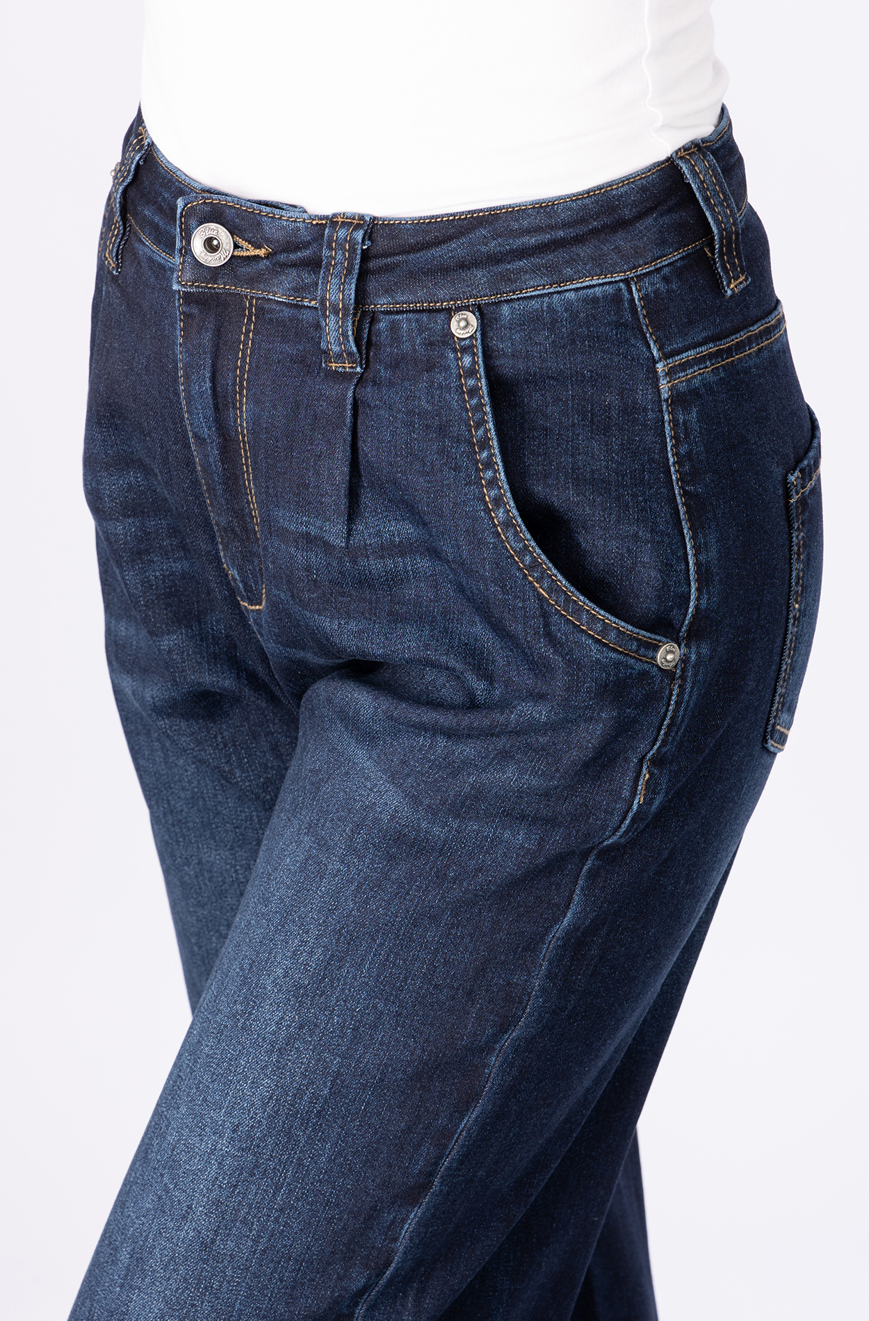 57Ashley, Balloon-Fit-Jeans, verkürzte Form, mit Bundfalten