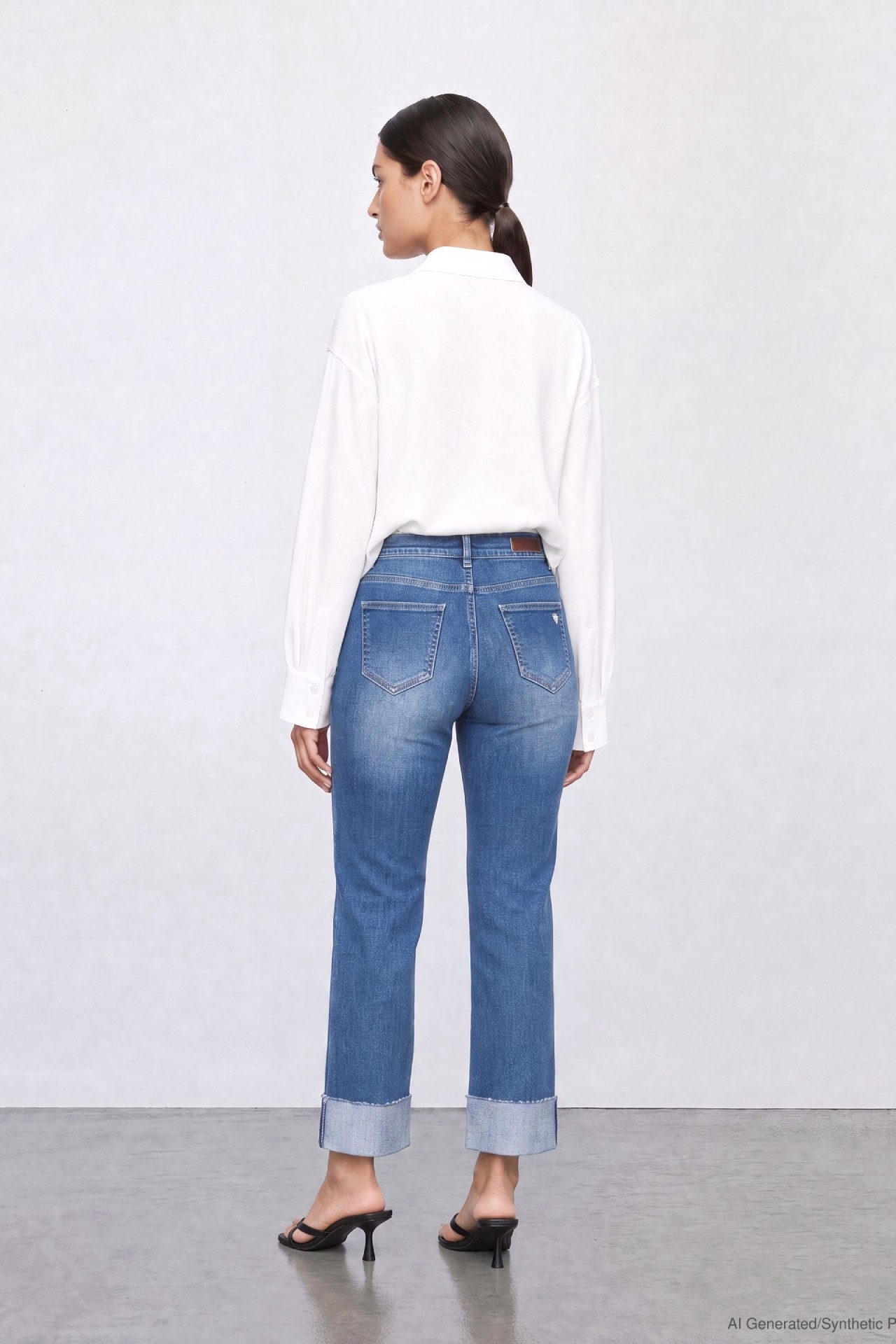 57Mimi, Straight-Fit-Jeans, Highwaist, verkürzt, mit Umschlagsaum