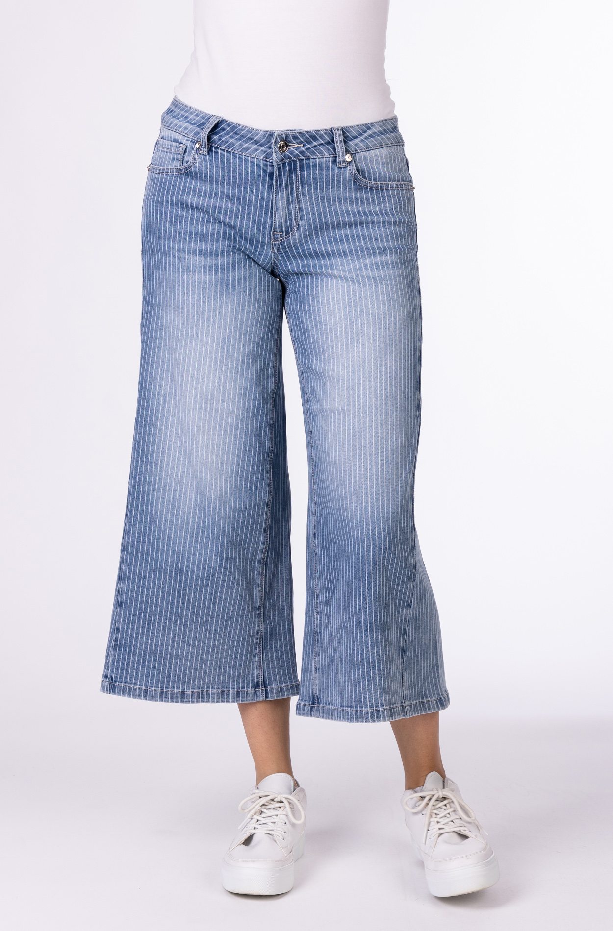Blue Monkey, Wide-Culotte-Jeans, 57Liora 11646X, Streifen