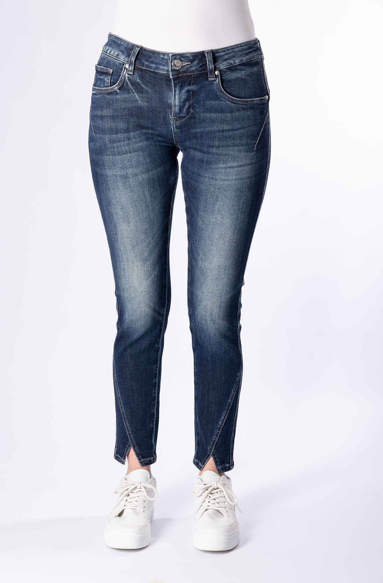 57Vera, Skinny-Fit-Jeans, 5-Pocket-Style, Schlitzsaum