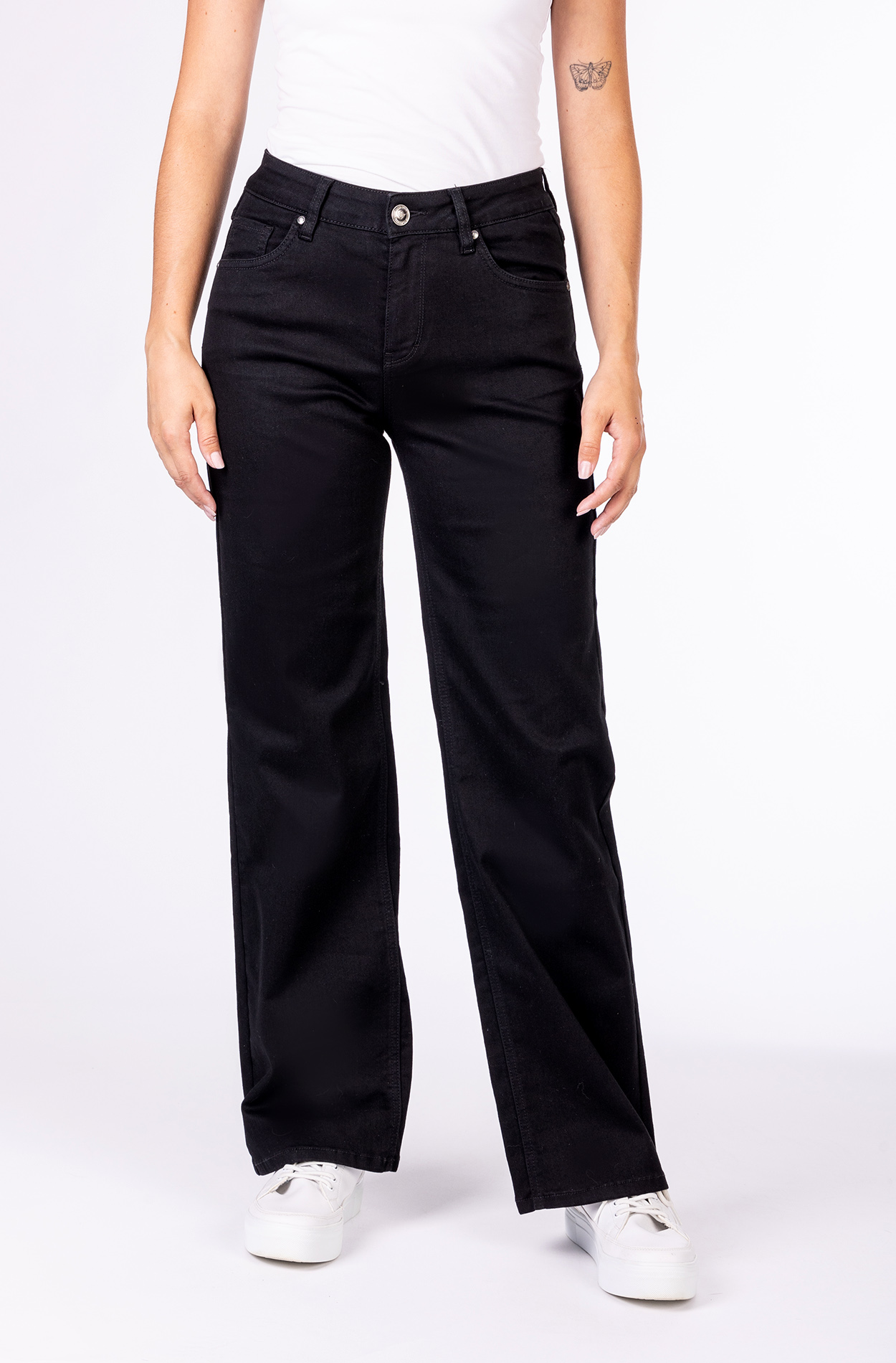 57Zoe 30979B | Basic |Straight Wide Leg | Schwarz