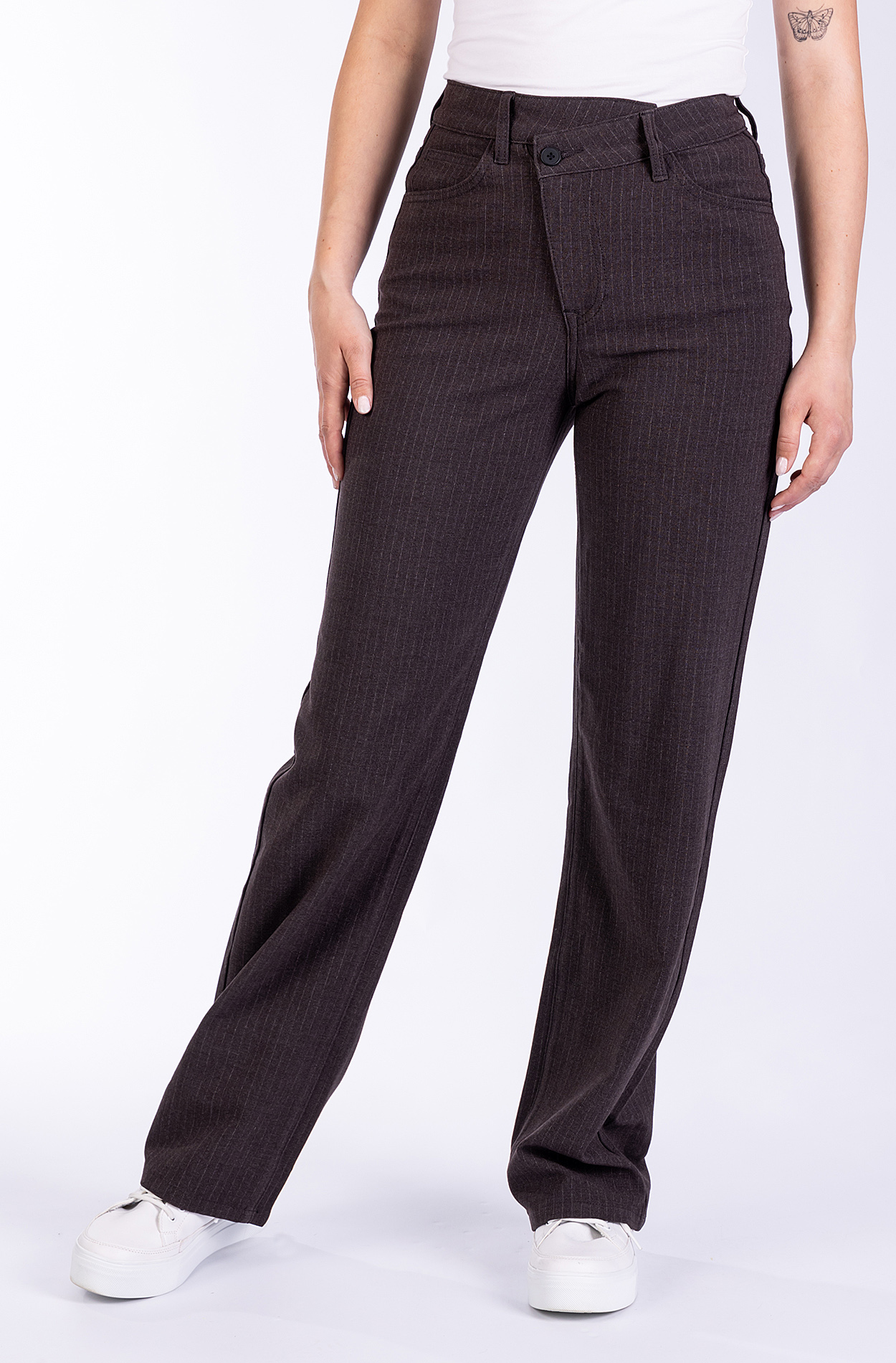 Nina30790haas1734BluemonkeyF Nina 30790Y - Non Denim/Wide Leg/Special Waistband/pinstripes - brown