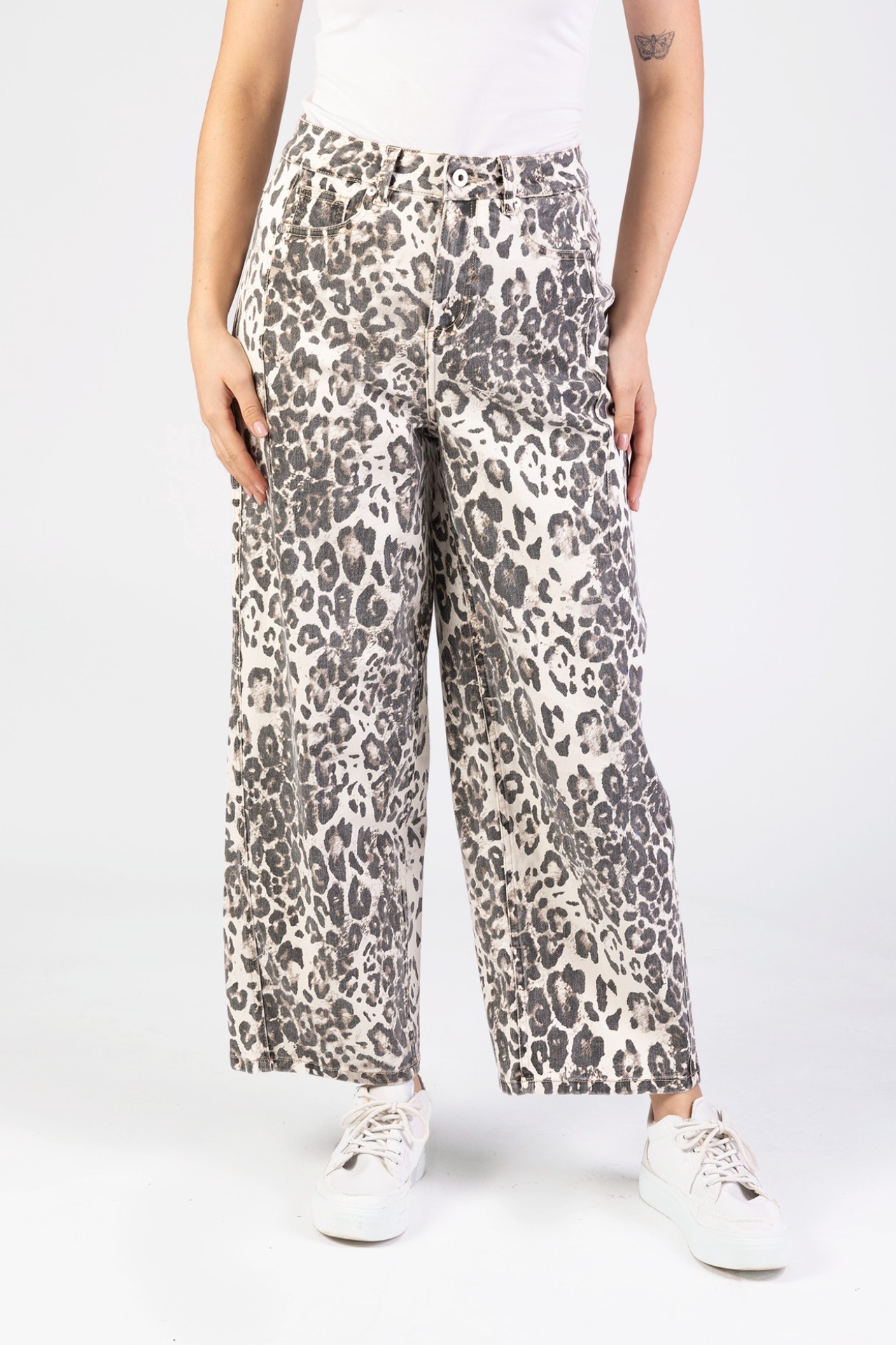 Blue Monkey, Barrel-Fit-Jeans, 57Becky 11658Y, Leo-Print, CROPPED