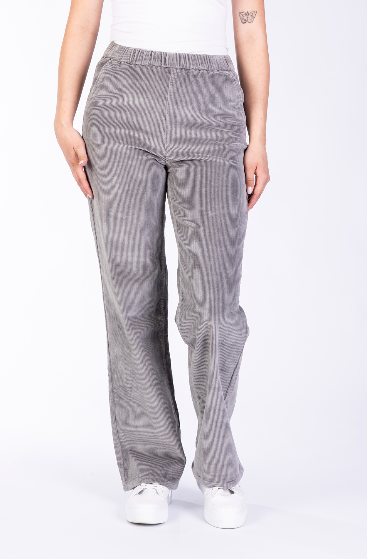 Kim30788-2 Kim 30788Y - Non Denim/Wide Leg/elastic waist/cord grey