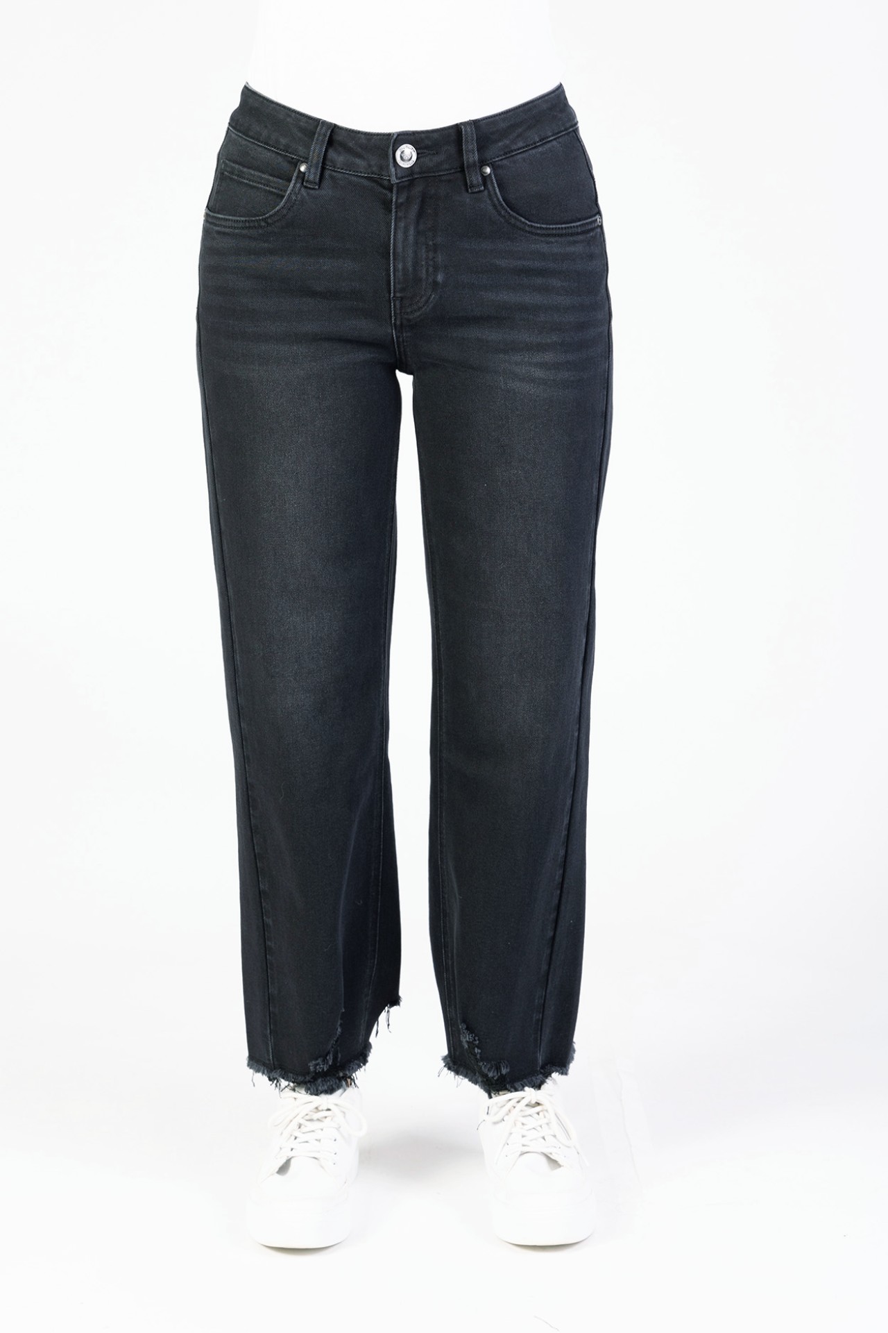 Blue Monkey, Straight-Fit-Jeans, 57Farina 31024Y, Cropped, Offener Saum
