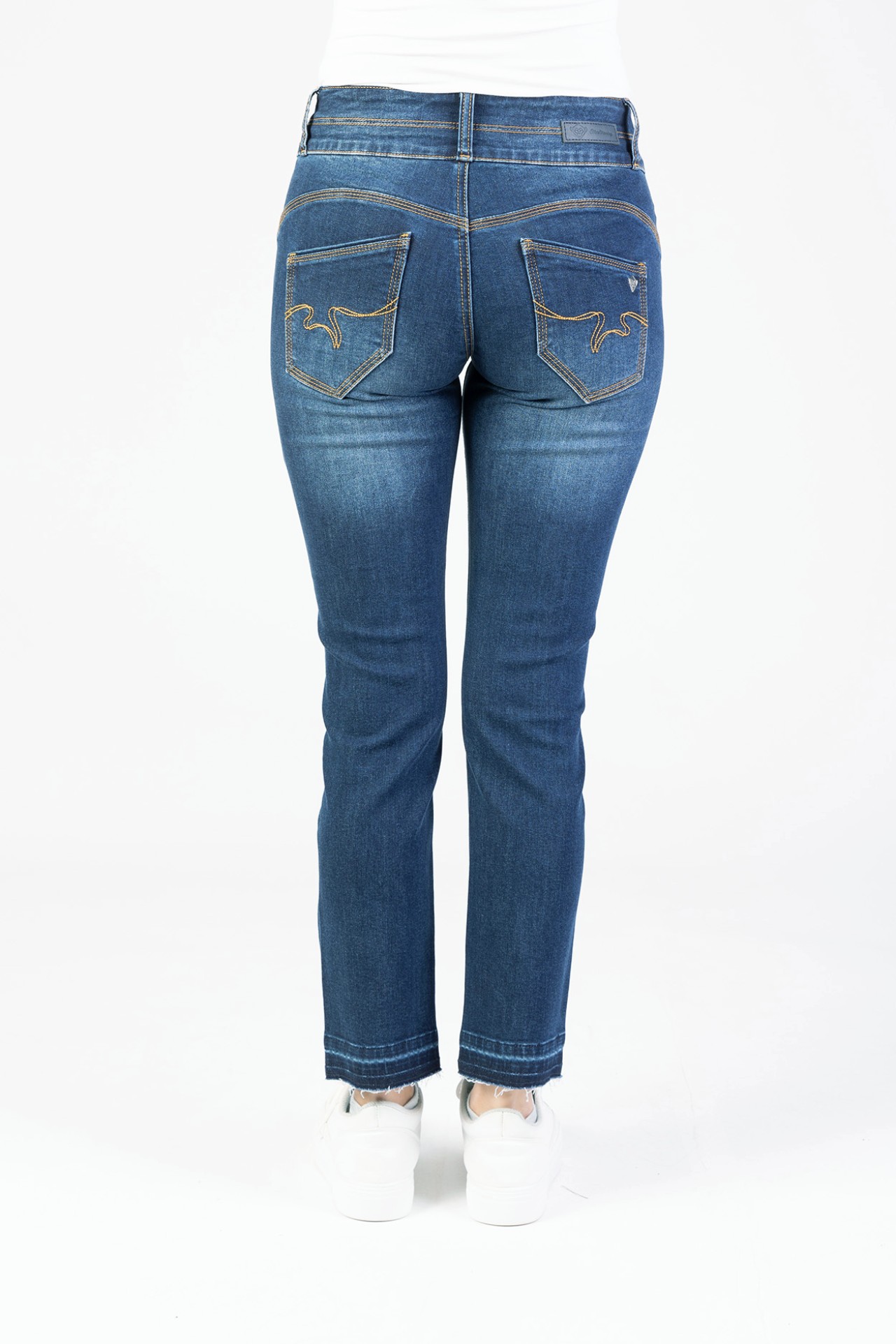 Blue Monkey, Slim-Fit-Jeans, 57Tamara 31026Y, CROPPED, offener Saum