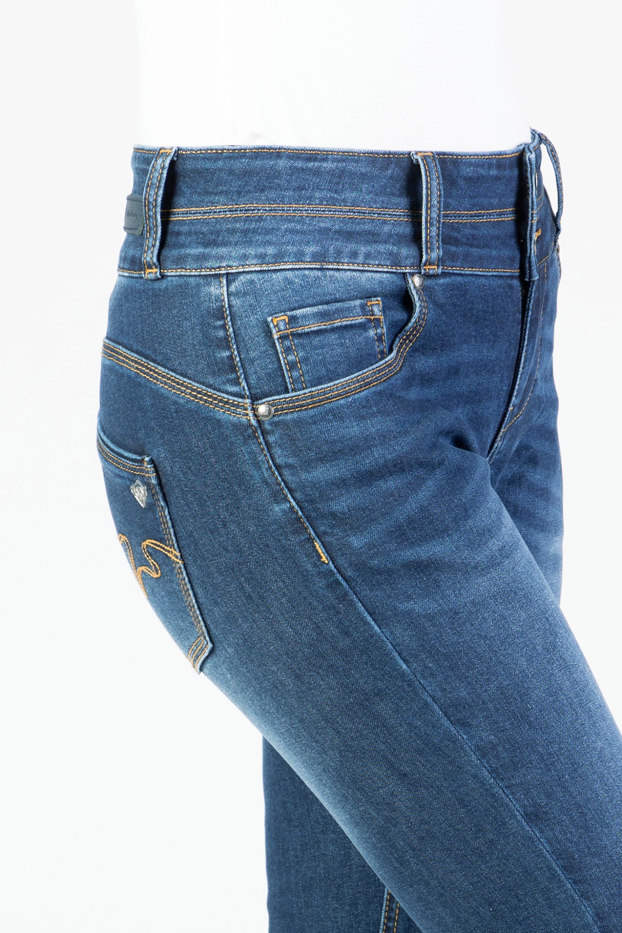Blue Monkey, Slim-Fit-Jeans, 57Tamara 31026Y, CROPPED, offener Saum