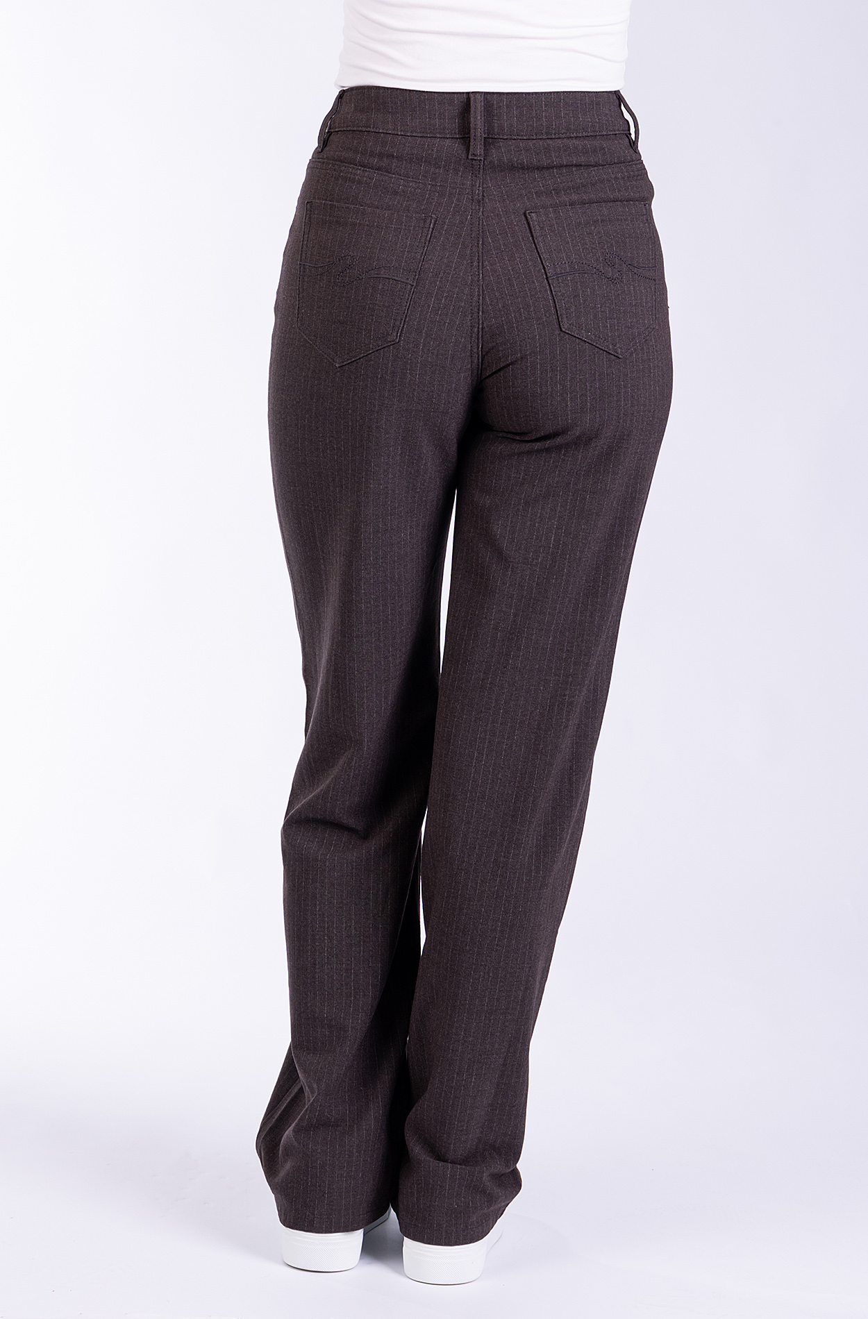 Nina 30790Y - Non Denim/Wide Leg/Special Waistband/pinstripes - brown