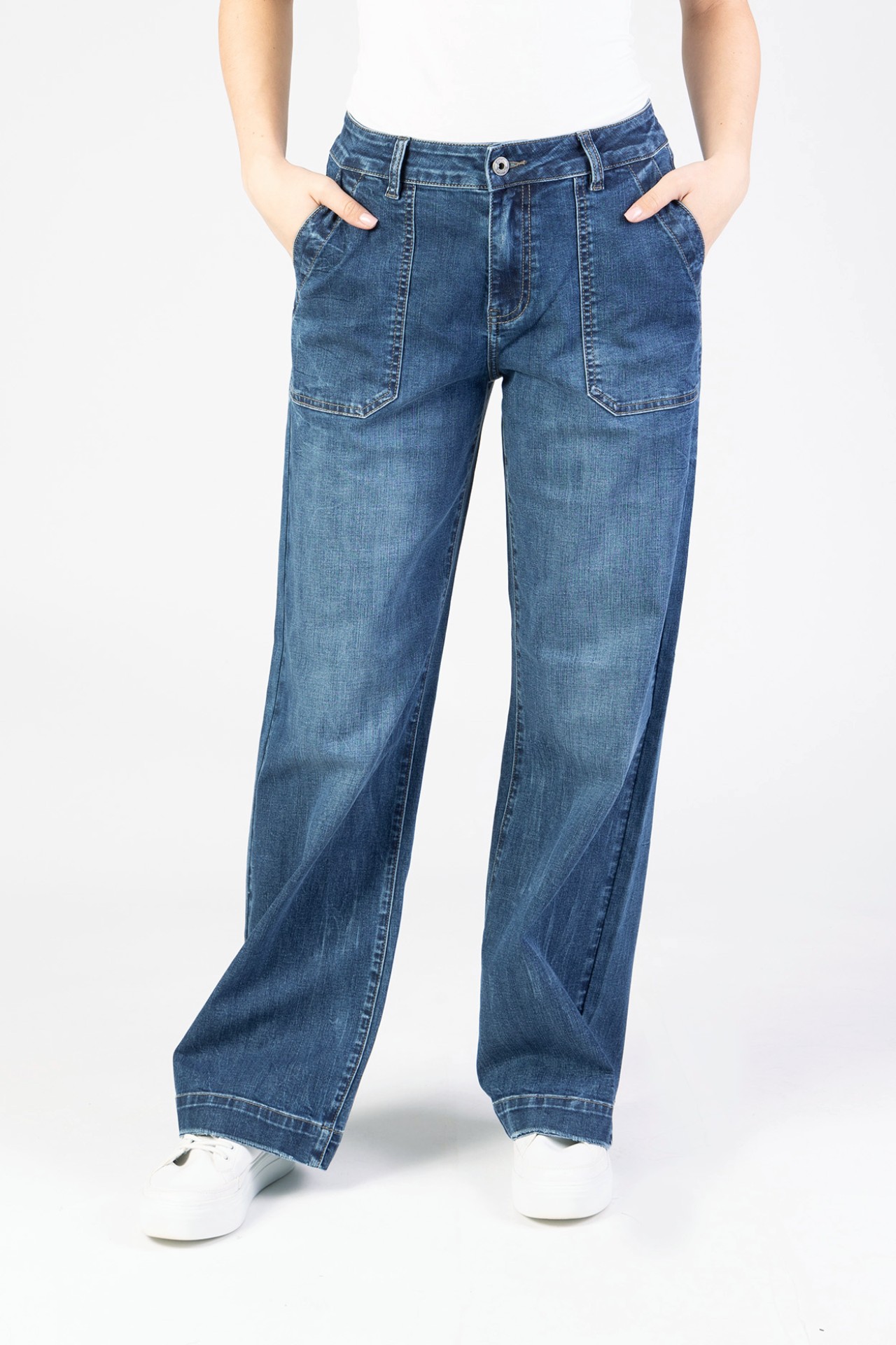 Blue Monkey, Wide-Leg-Jeans, 57Fina 11660Y, Patch Pockets