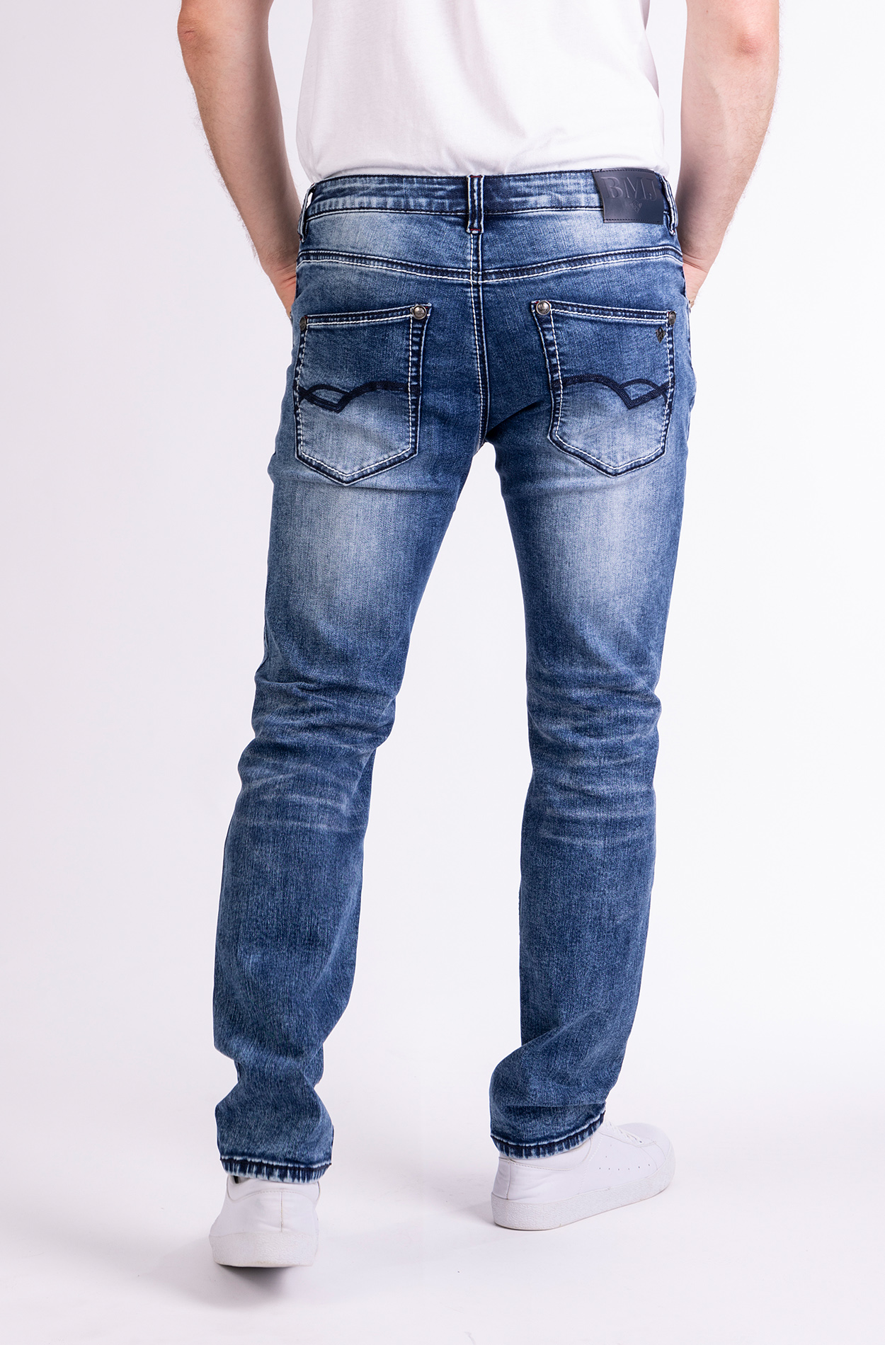 Blue Monkey, Slim-Fit-Jeans, 57Gordan 40114X, Dicke Kontrastnähte, Markante Waschung