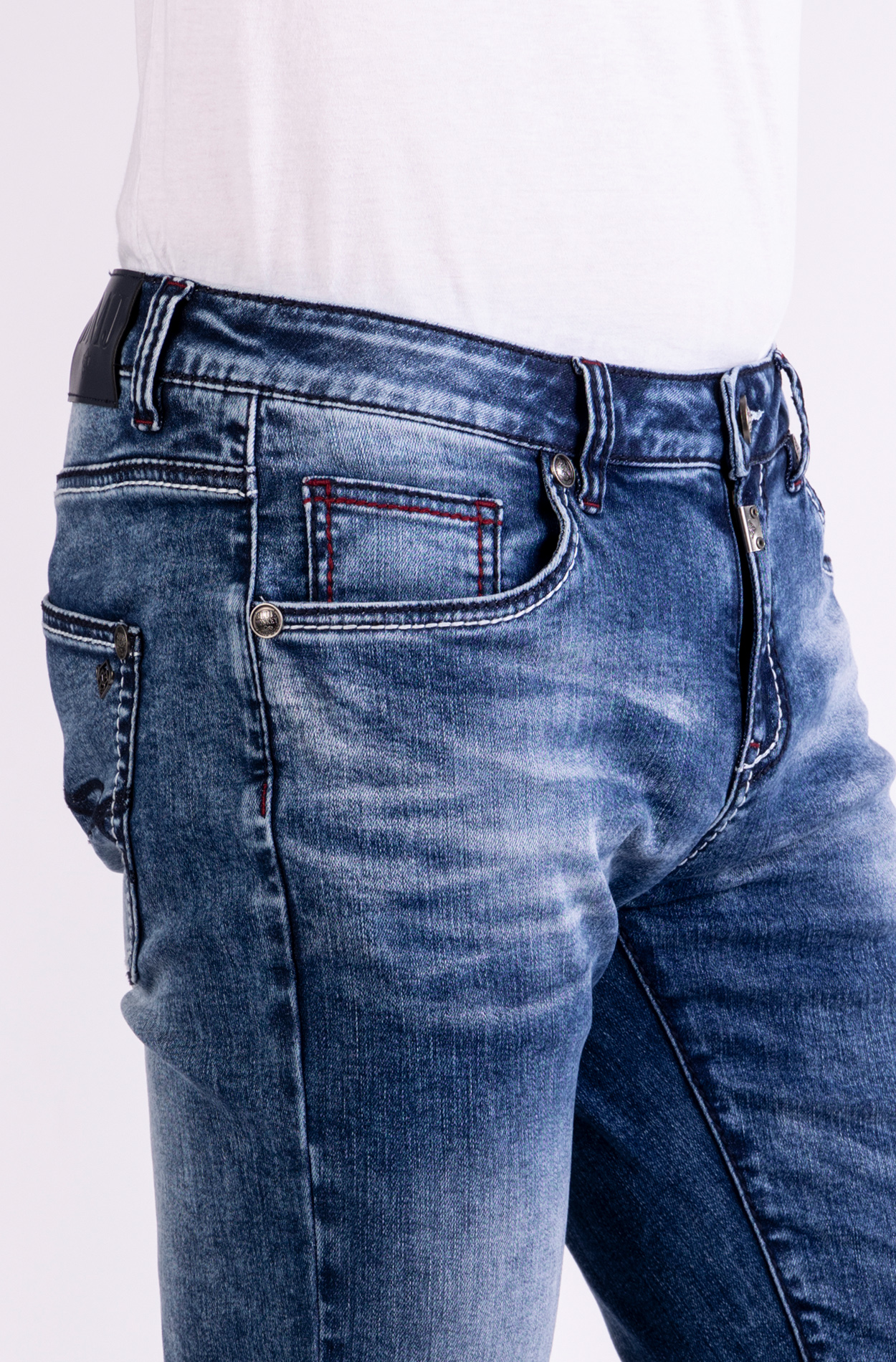 Blue Monkey, Slim-Fit-Jeans, 57Gordan 40114X, Dicke Kontrastnähte, Markante Waschung